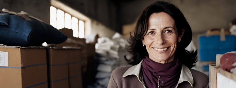 woman standing in front of donation boxes